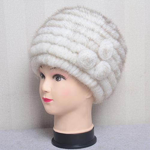 Russian Mink Fur Winter Fur Hat For Women Luxury Women's Real Mink Fur Knit Cap Headgear Winter Warm Brand Beanies Bomber Hat