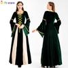 Vintage Halloween Christmas Court Costume Adult Female Golden Velvet Dress Gorgeous Noble Strap Dress Dress