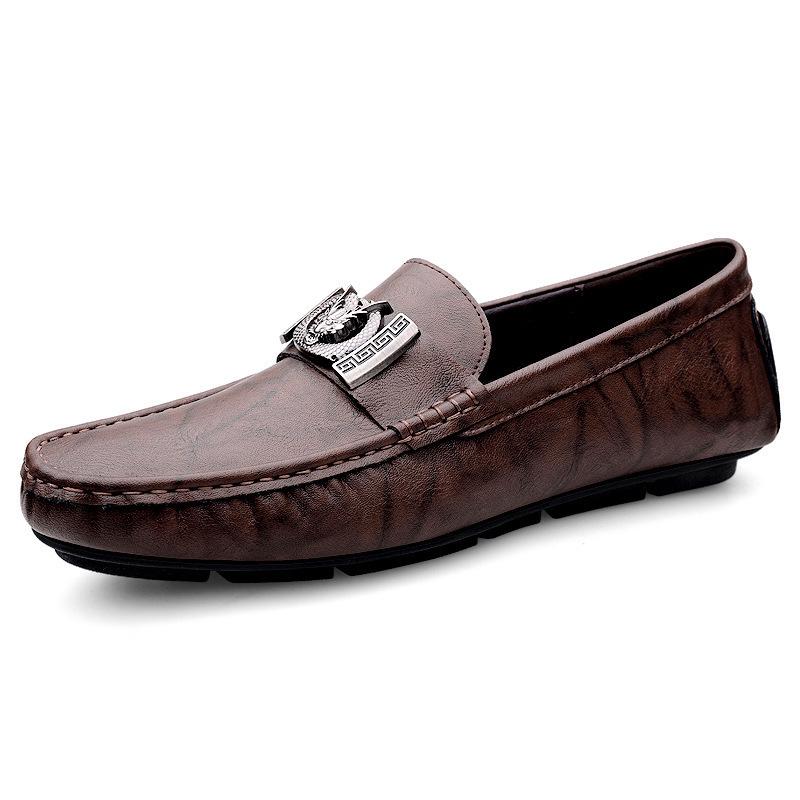 Men’s Trendy Genuine Leather Loafers - Soft Sole Slip-ons, Plus Size Casual Driving Moccasins for Spring & Autumn.