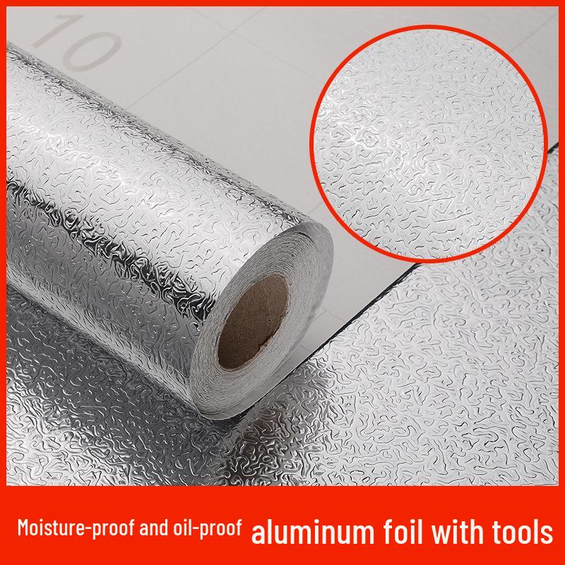 Heat-Resistant Waterproof Kitchen Oil-Proof Self-Adhesive Aluminum Tin Foil Wallpaper.