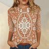 Women's Casual Loose Fit Top Three Quarter Sleeve Blouse with Fashion Printed Pattern Lightweight Comfortable Fabric