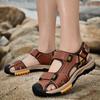 Men's Plus Size Genuine Leather Sandals - Breathable, Soft Sole, Closed Toe Outdoor Water Shoes for Teens 