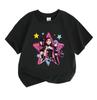 Kids Boys Girls 100% Cotton Crew Neck Short Sleeve T-Shirt, Cool Cartoon Idol Team Print Casual Star Pattern Soft Comfortable Tee for Daily Wear