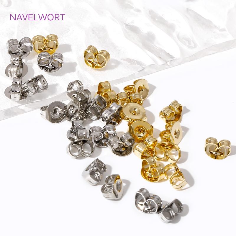 50/100Pcs 14K Gold Plate Brass Earing Back Stopper Butterfly Earing Plug For Jewelry Making DIY Earring Jewelry Accessories