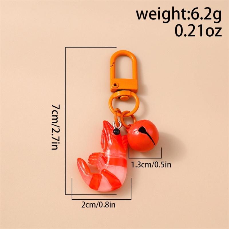 Cartoon Simulation Lobster Keychain Artistic Resin Pendant Bell Embellished Decoration For Girls Bag Accessories