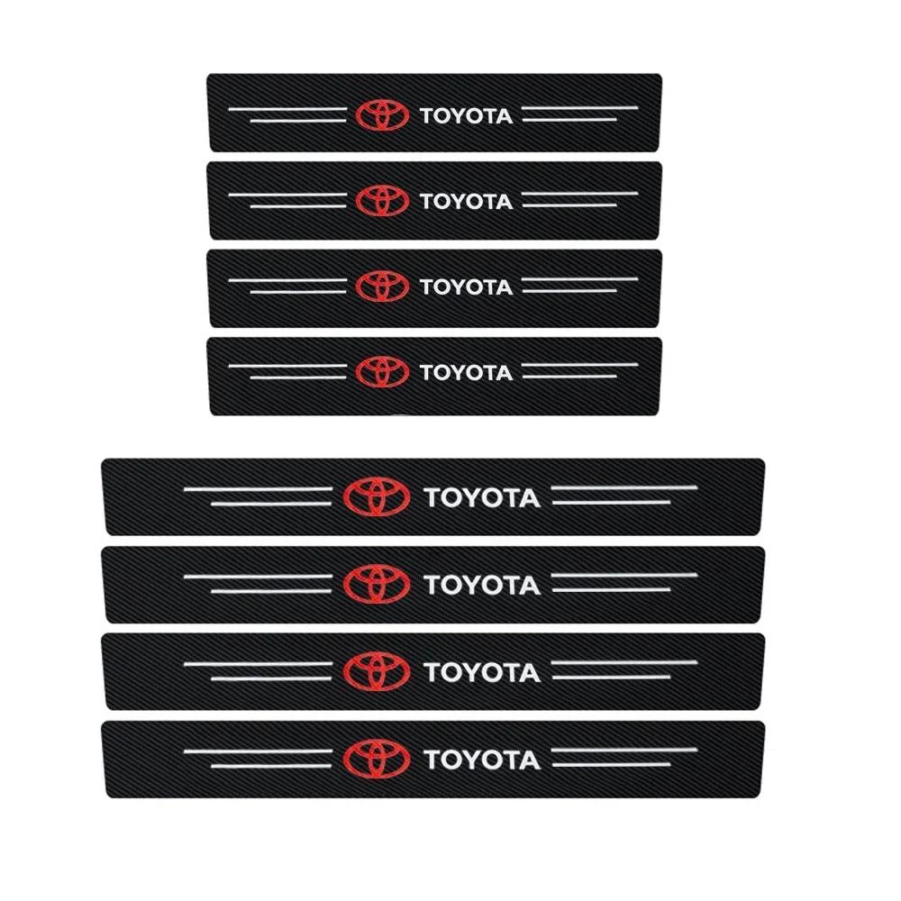 QDJ1 Car Threshold Strip Carbon Fiber Sticker Car Door Sill Protector Accessories For Toyota Rav4 Yaris Prius Avensis Corolla Camry