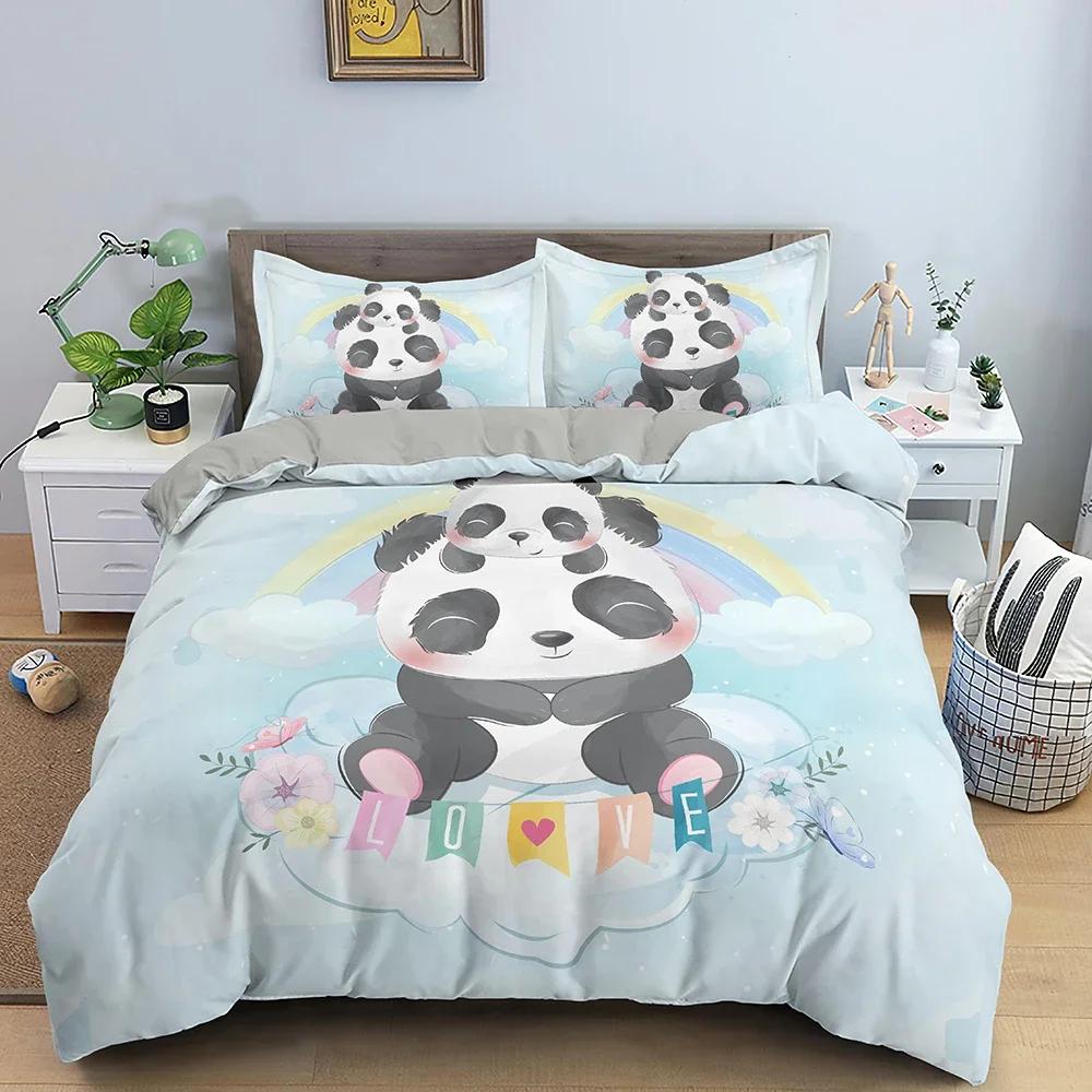 Cartoon Animal Duvet Cover Set Kids Lion Hippo Giraffe Pattern Bedding Set Polyester Single Twin Queen King Size Comforter Cover