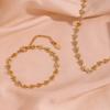 Fashion Personality Retro Bracelet Set Stainless Steel Plated 18K Blue Oil Drop Flower Handmade Chain Necklace for Female