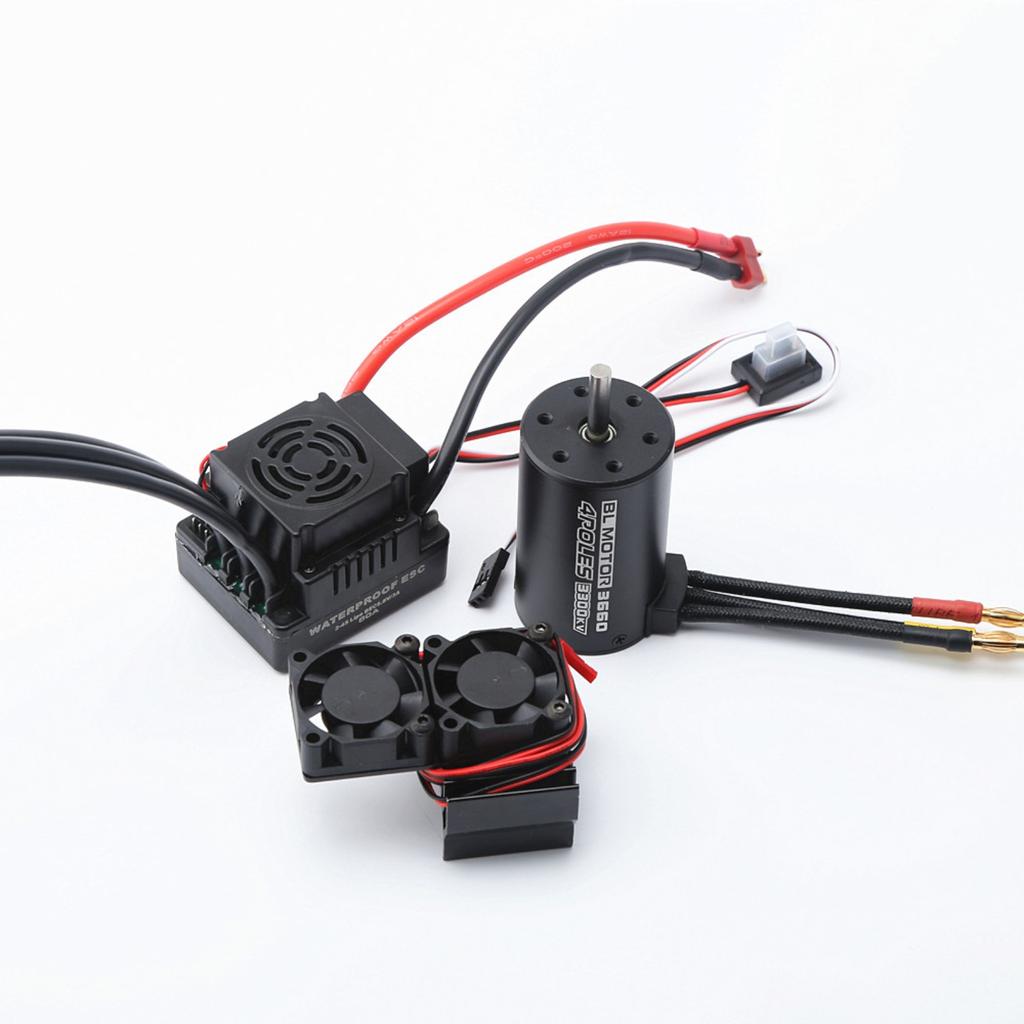 Waterproof 3660 3800KV Brushless Motor 80A  Brushless ESC With Motor Heat Sink Cooling Fan  Combo