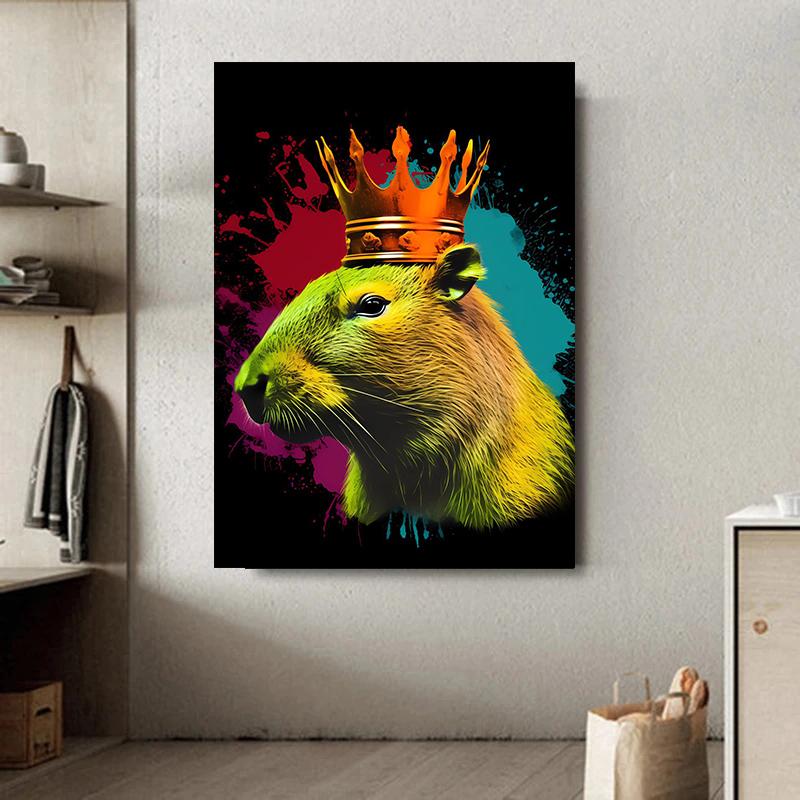 Funny Cute Animal Capybara in Suit Gentleman Drinking Art Posters Canvas Painting Wall Prints Picture for Living Room Home Decor