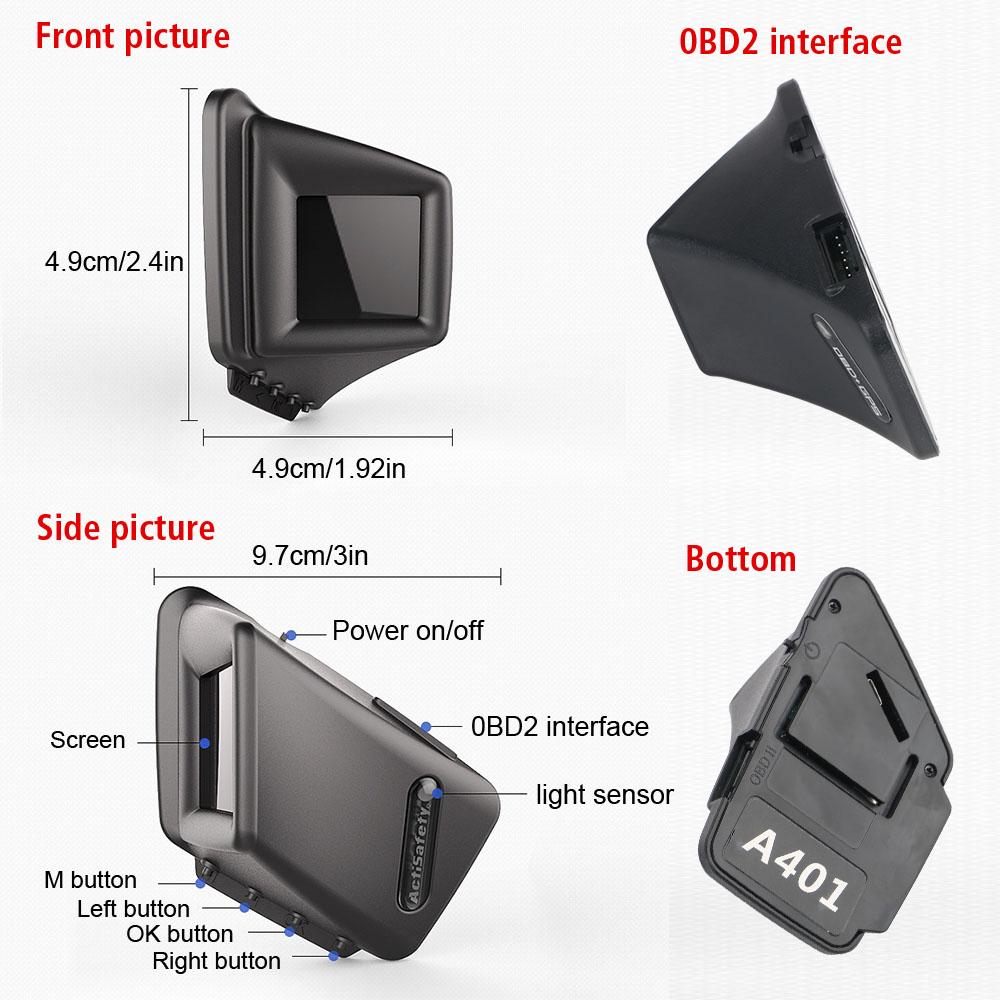 Car OBD2 Head Up Display OBD 2 HUD BeiDou GPS Altitude Clock Speed Oil Temp Meter Speedometer HD Screen Alarm Auto Accessories