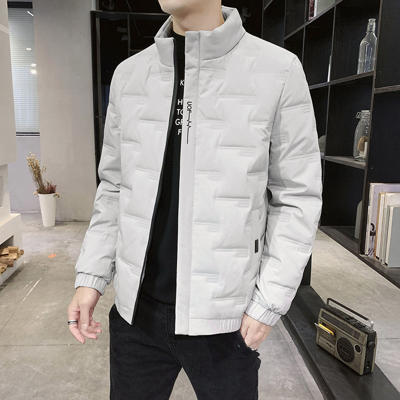 

2025 new autumn and winter men s cotton clothes, casual cotton clothes, men s down jackets, padded jackets, bread jackets, stand-up collars M білий