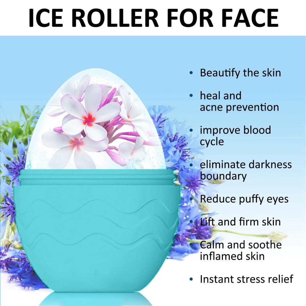 Ice Face Roller Mold Silicone Egg for Puffiness Relief & Skin Firming, Blue