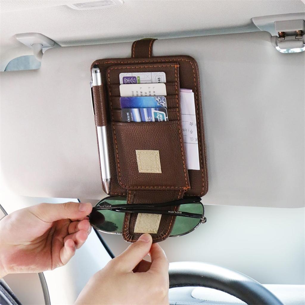 InnoWave Sun Visor Pocket, Compatible Jimny Gymny, Sun Visor, Storage, In-Car Multi-functional Car Storage, Car Glasses Clip, Black