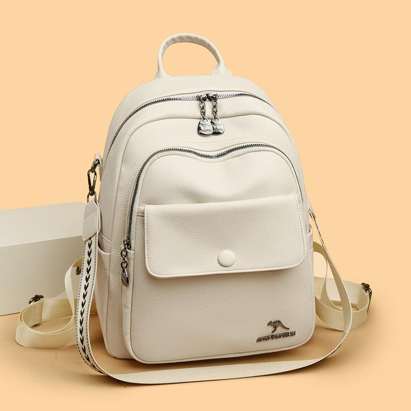 Women's Backpack Simple and Versatile Commuting Women's Bag Soft Leather Large Capacity Single Shoulder Bag Multifunctional Travel Backpack