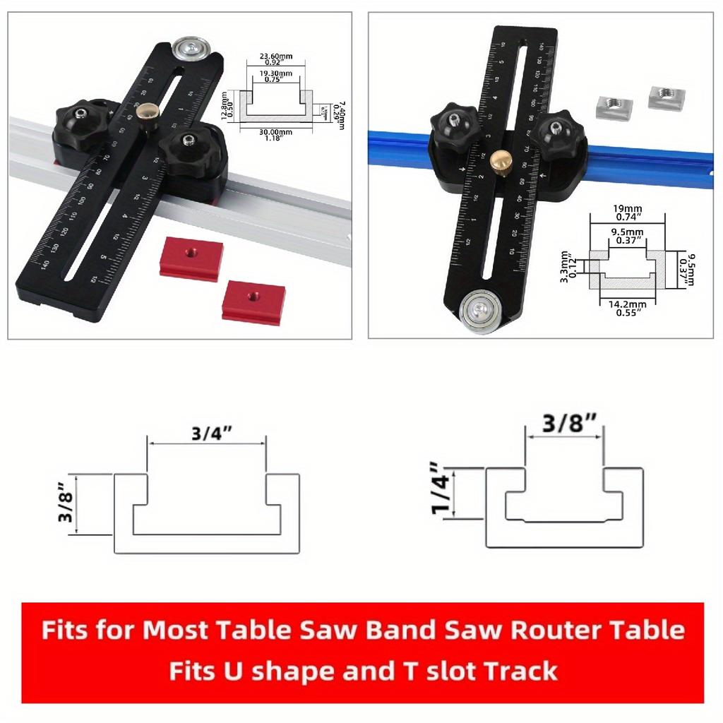 Safety Table Saw Jig Thin Rip Jig for Making Repetitive Narrow Thin Strip Cuts Metal for 3/8" x 3/4" T Slot Woodworking Tools