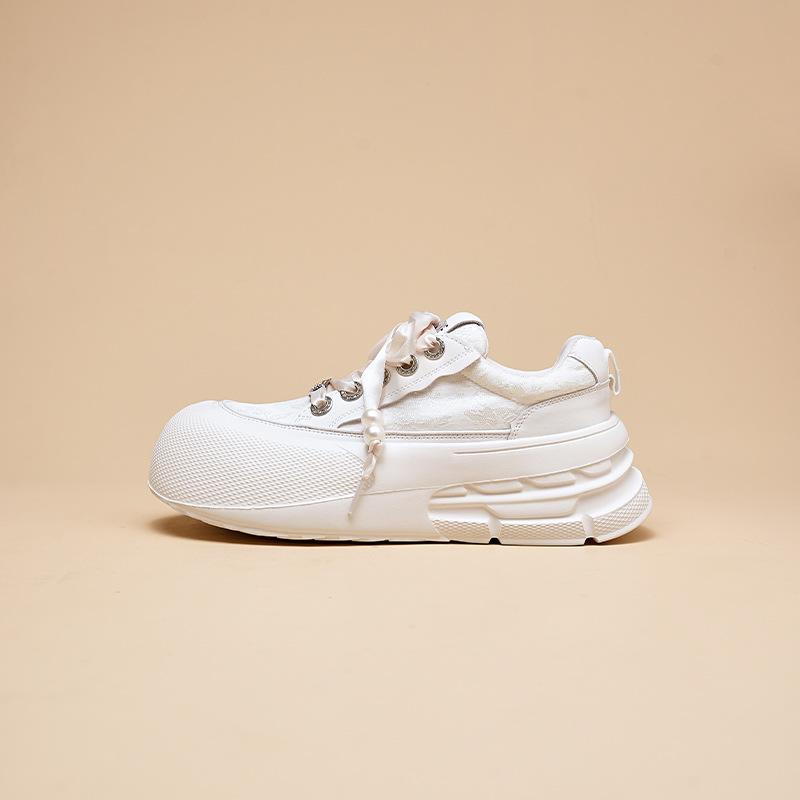 

New Chinese style little white shoes women s 2025 spring and summer new national style embroidered big head shoes muffin platform casual board shoes 35 белый
