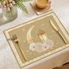 Ramadan Placemat Moon Heat Resistant Non-slip Star Lantern Mosque Table Mat Eid