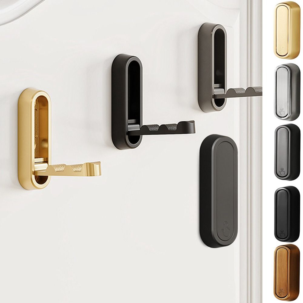 Zinc Zinc Zinc Alloy Hidden Robe Hook Wall Hanging Matte Black Towel Hanger Clothes Hooks  Bathroom