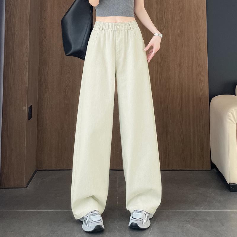 

Apricot Gray High-Waisted Slim Wide-Leg Women’s Pants - Spring Casual Drape Style XX-Large абрикосовый/серый