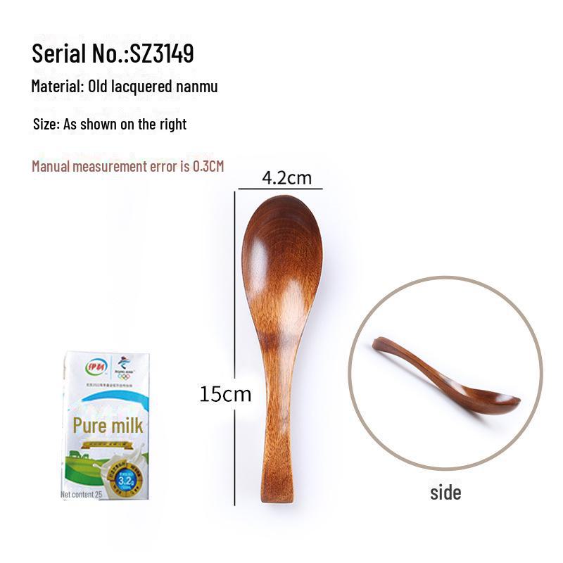 Long-Handled Japanese Wooden Spoon for Rice, Desserts, Coffee, Honey, Jams, and Powder - Engraved Tableware