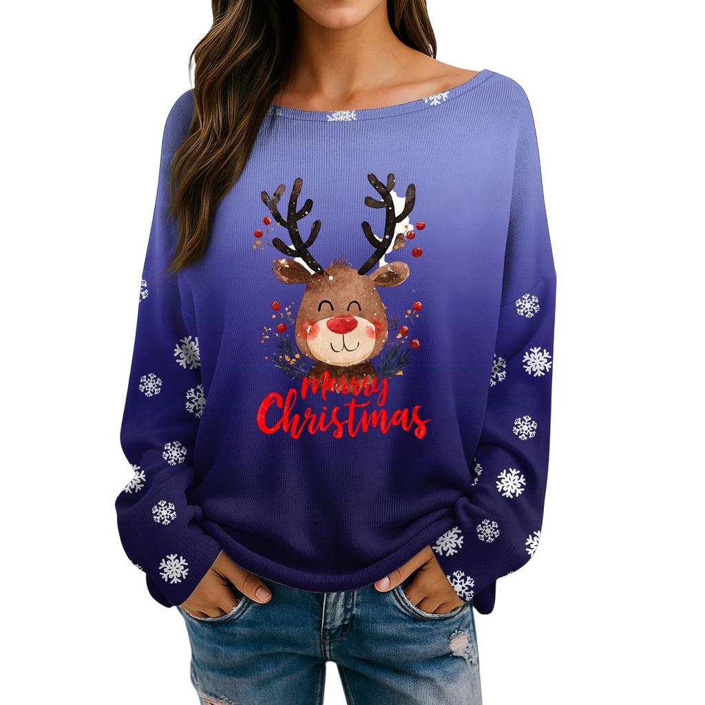 Womens Fall Sweaters Long Sleeve Print Tops Pullover Sweaters Loose Dressy Casual Basic Clothes
