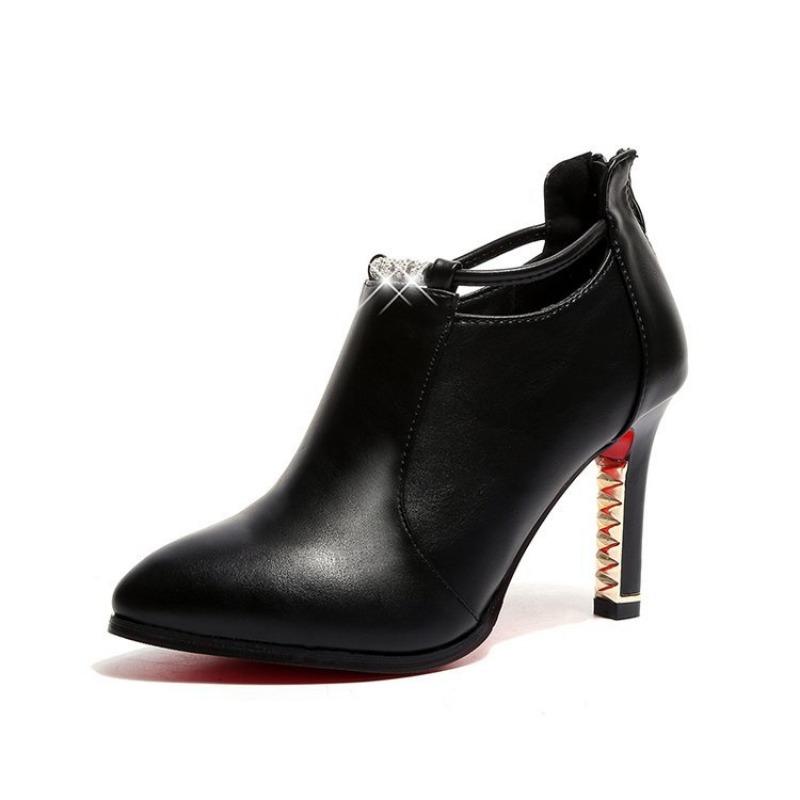 Autumn New Pointed Thin Heel High Heel Short Women's Boots Fashion After Zipper Fashion Martin Boots Women