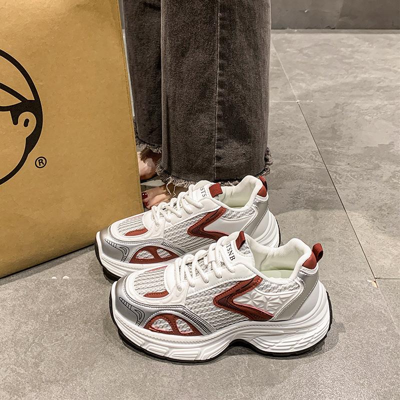 

Fashion Ankela Red Versatile Casual Dad Shoes Women s 2025 Spring Autumn New High Aesthetic Value Trendy Casual Sports Shoes 35