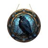 Crow Stained Glass Suncatcher, Gothic Raven Acrylic Window Hanging Decor with Chain for Home, Garden, Indoor Outdoor Decor
