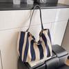 Striped Fashion Shoulder Bag Spring New Literary and Leisure Large-capacity Commuter Canvas Bag Bag
