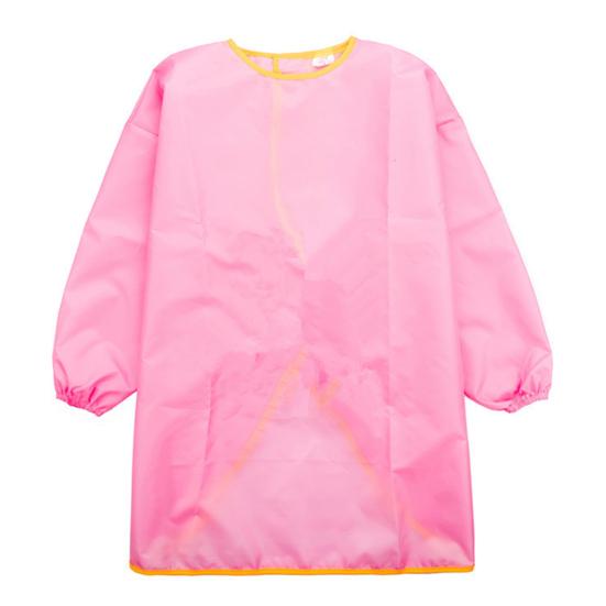 

Детский однотонный водонепроницаемый фартук с длинными рукавами и нагрудником для кормления L розовый