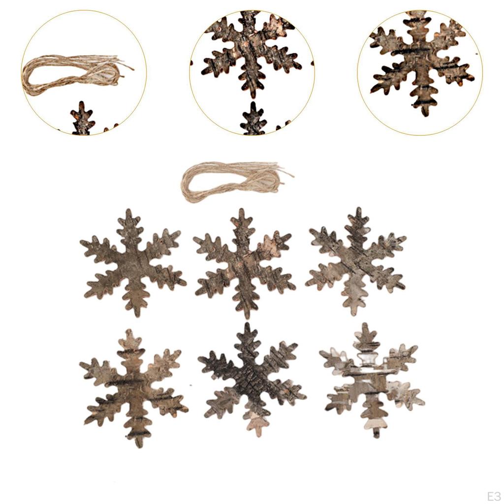 6 Pack Wooden Christmas Hanging Ornaments for Window Living Room Bedroom Farmhouse Decor