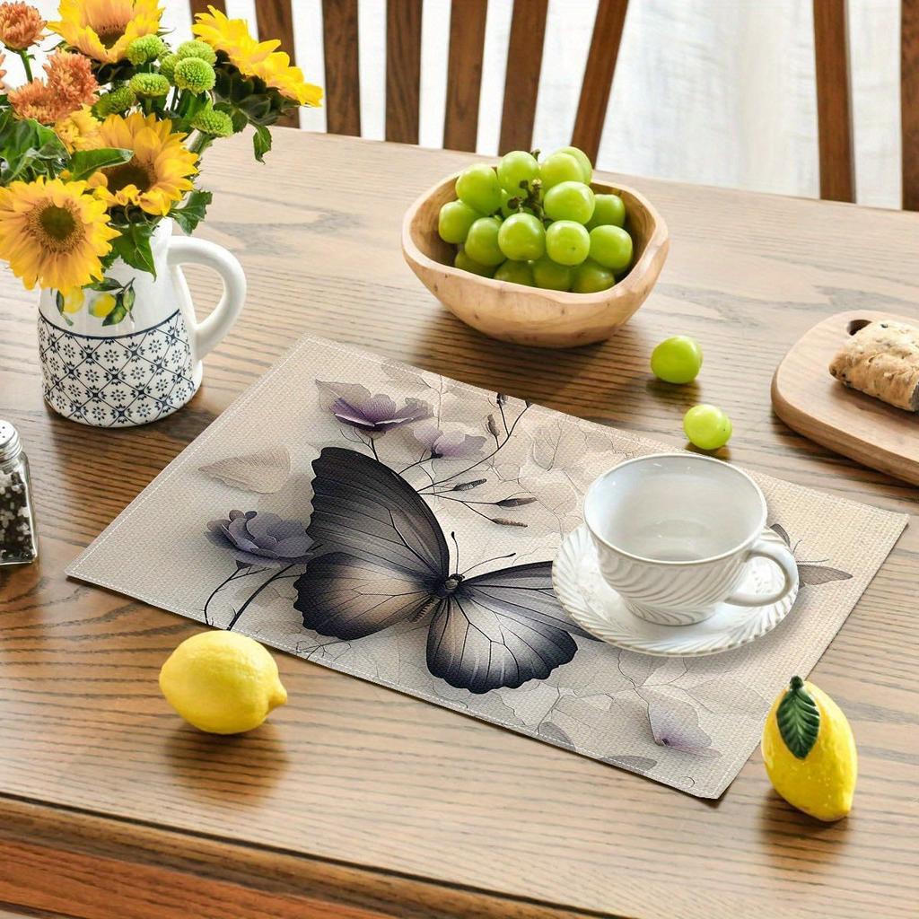 4pcs Elegant Butterfly Coasters - Modern Minimalist Table Decor with & Brown Butterfly Design, Heat-Resistant Surface Protectors for Dining Table