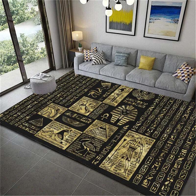 Altes Ägypten Teppich Gott Ägyptische Katze Anubis Teppiche für Wohnzimmer Schlafzimmer Teppich Rutschfeste Fußmatten Haushaltsbereich Matte Dekor
