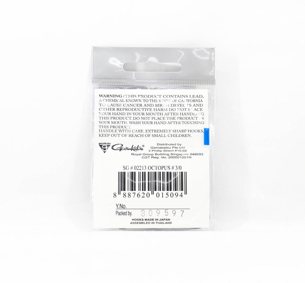 Gamakatsu Octopus Hook Nano Alpha Size 3/0, 6 Per Pack (5094)