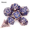 7 Pcs Dark Blue Skull Metal Dice Solid Metal Polyhedral Dice Set Suitable for Role-Playing RPG Board Game Card Game