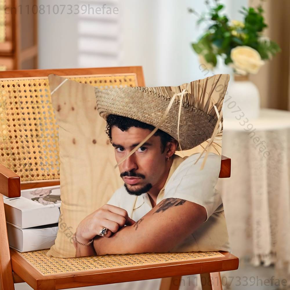 BBad BBunny Singer Throw Pillow Case For Decoration 30cm 50cm 55cm Square Home Pillowcase Case