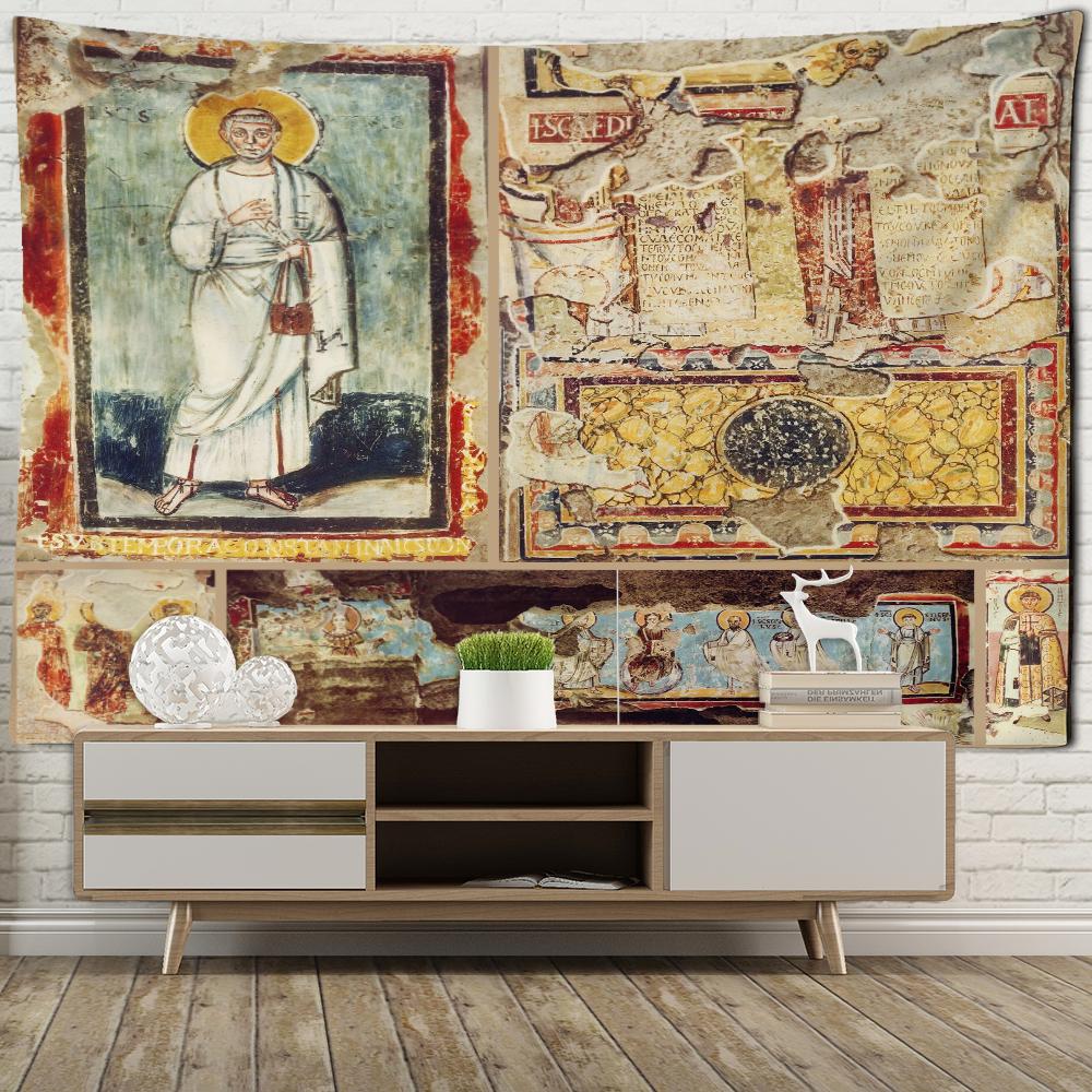 Religiösa Figurer Oljemålning Tapestry Väggbonad Retro Bohemisk Hippie Matta Sovsalrumsdekor