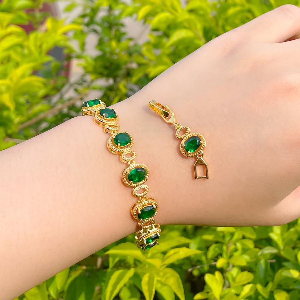 CMM Luxury Yellow Golden Color Blue Cubic Zirconia Tennis Bracelet