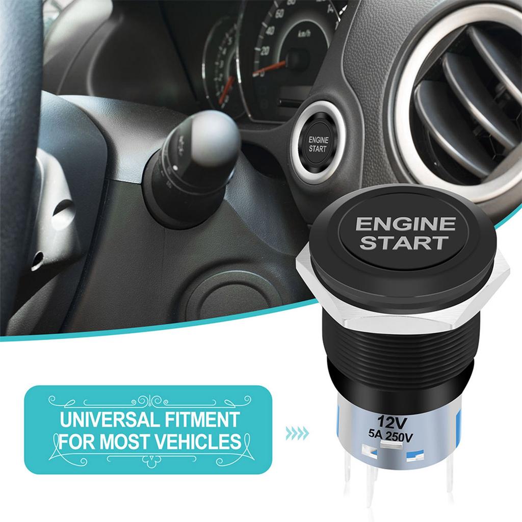12V Waterproof Car Engine Start Push Button   Ignition Starter Black Zinc Aluminium Alloy
