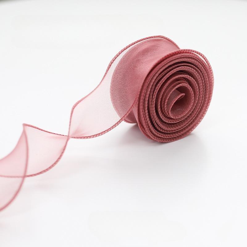 10yards Roll Solid Color Organza Ribbon Wavy Edge Fishtail Ribbon For Flower Bouquet Gifts Packaging Wedding Party Decorations