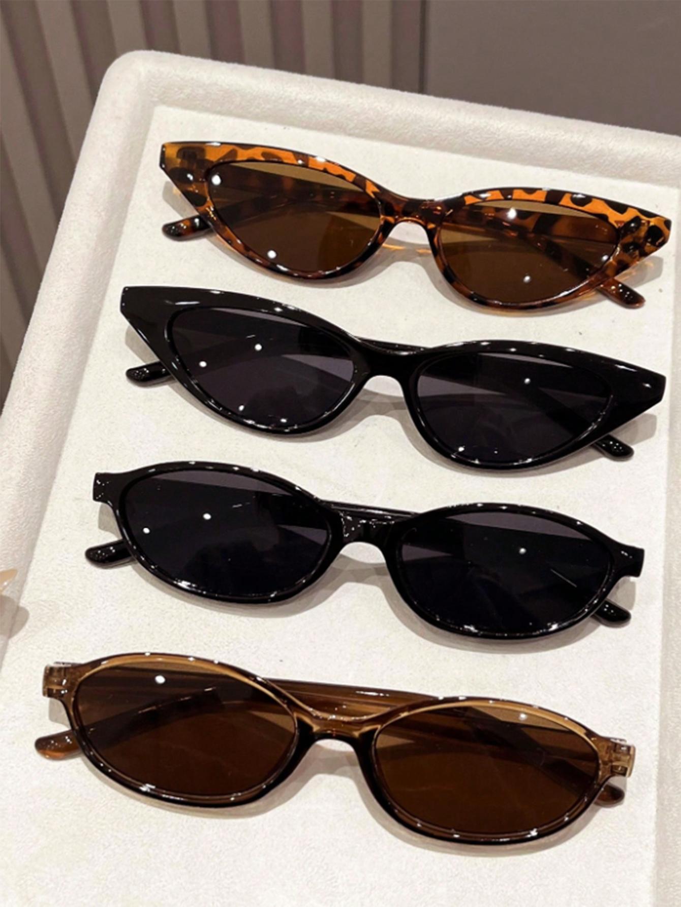 4Pcs Trendy Fashion Cat Eye & Oval Frame Sunglasses Set - One Set Covers a Variety of Sweet and Gentle Styles