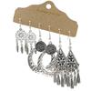 Antique Sliver-Plated Hollow Alloy Geometric Dangle Indian Earrings For Women Gypsy Zircon Boho Ethnic Leaf Bell Tassel Earring