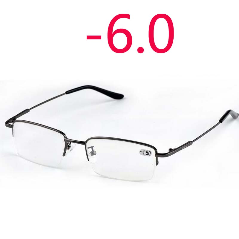 

Надлегкі напівобідкові металеві окуляри для короткозорості Чоловічі Модні Сіра оправа Квадратні окуляри для короткозорості -1.0 -1.5 -2.0 До -6.0