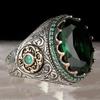 New Retro Handmade Turkish Rings for Men Vintage Double Swords Black Zircon Rings Punk  Trendy Islamic Religious Muslim