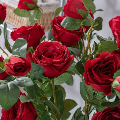 1 Pcs Valentine's Day Artificial Roses Flower Silk Rose with Stem Realistic Artificial Long Stem Rose Fake Roses Bouquet for Wedding Home Decoration