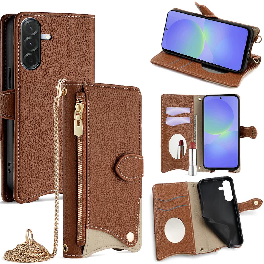 For Samsung Galaxy A36 5G Leather Case Wallet Stand Cover Irregular Tail Style with Chain Strap
