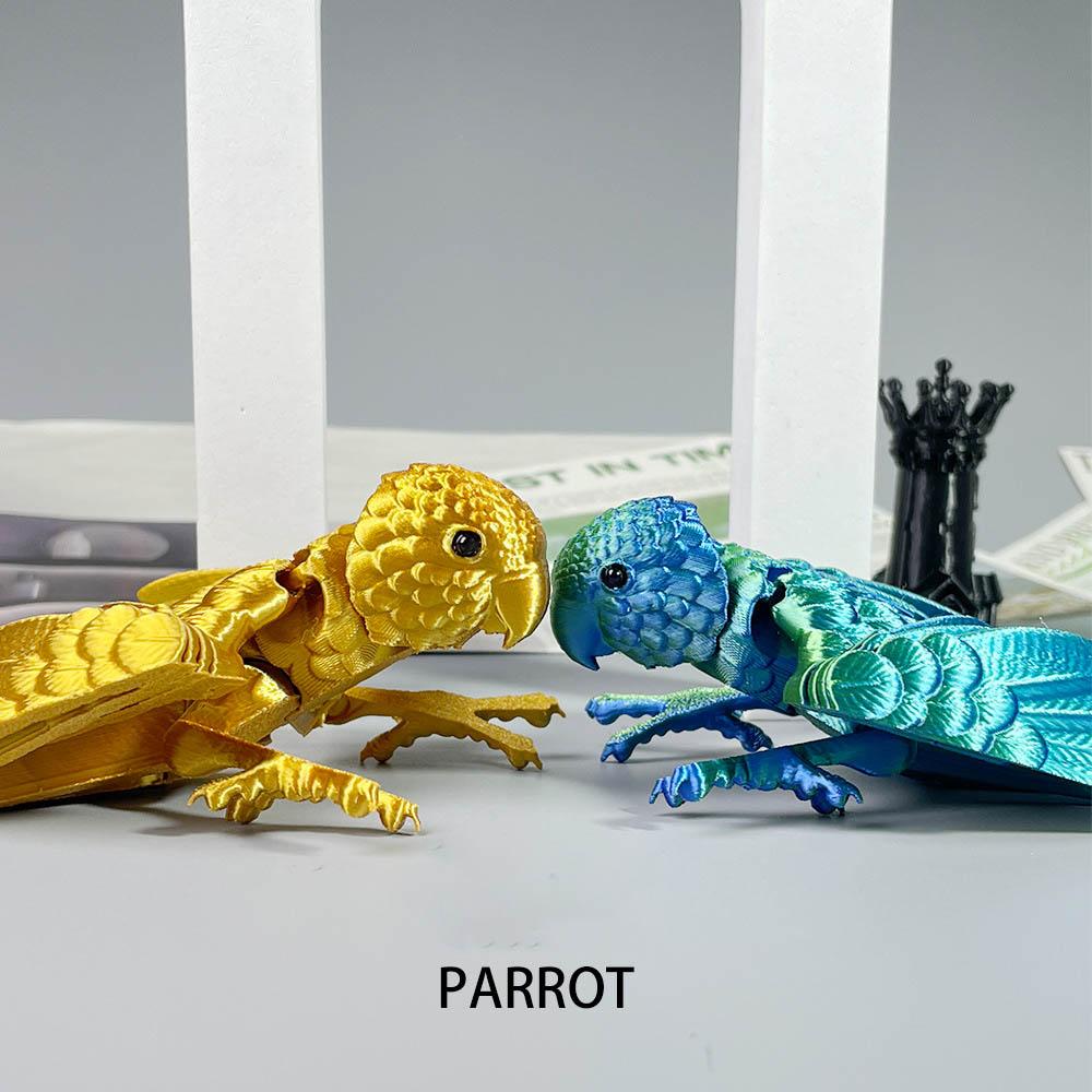 New 3D Printing Tail Joints Movable Parrot Modelling Toys Home Office Desktop Decoration Creative Gift Simulation Parrot
