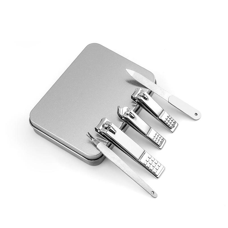 5 In 1 Black Nail Clippers Tool Travel Grooming Case Gift Box Nail Scissors Set With Nail File and Cuticle Fork