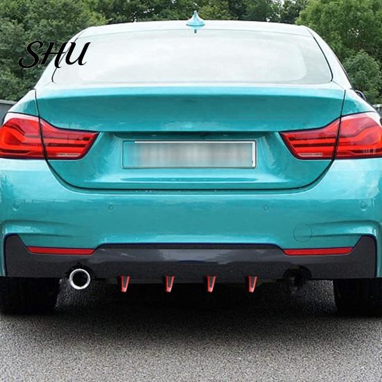 Car Body Spoiler 4Pcs Spoilers Easy Installation Fine Workmanship Eco-friendly Anti-deform Anti-scratch Decorate PP Material Universal Triangle Bumper